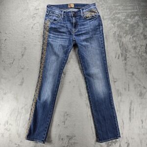 Driftwood Audrey Women's Size 28 X 30 High Rise Jeans Embroidered Aztec Denim